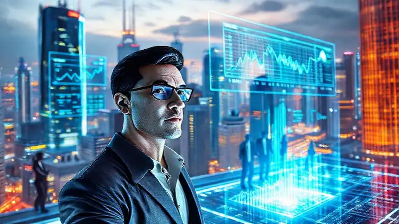 Ciudad futurista de datos brillantes